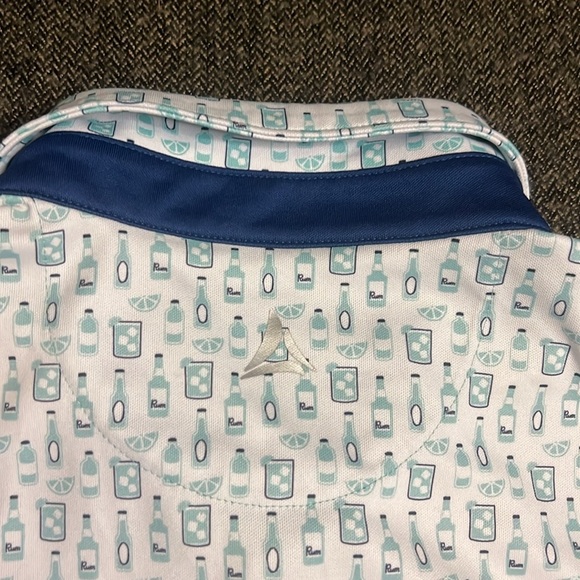 Bermuda Sands Fun Cocktails & Beer Bottle Print Golf Polo Shirt Men’s sz XL - Picture 11 of 12